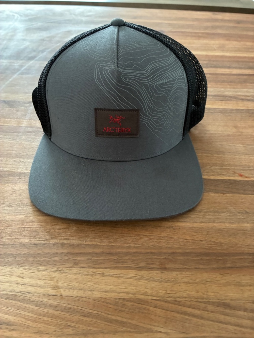 Arc'teryx Grey and Black Topographic Trucker Hat